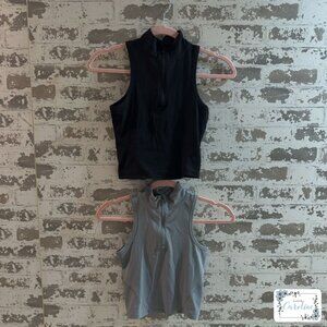 Lululemon Rib Zip-Front Cropped Run Tank Top Bundle, XS